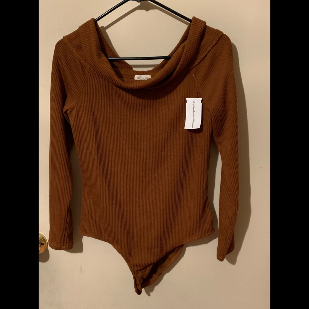 Camel off the shoulder bodysuit